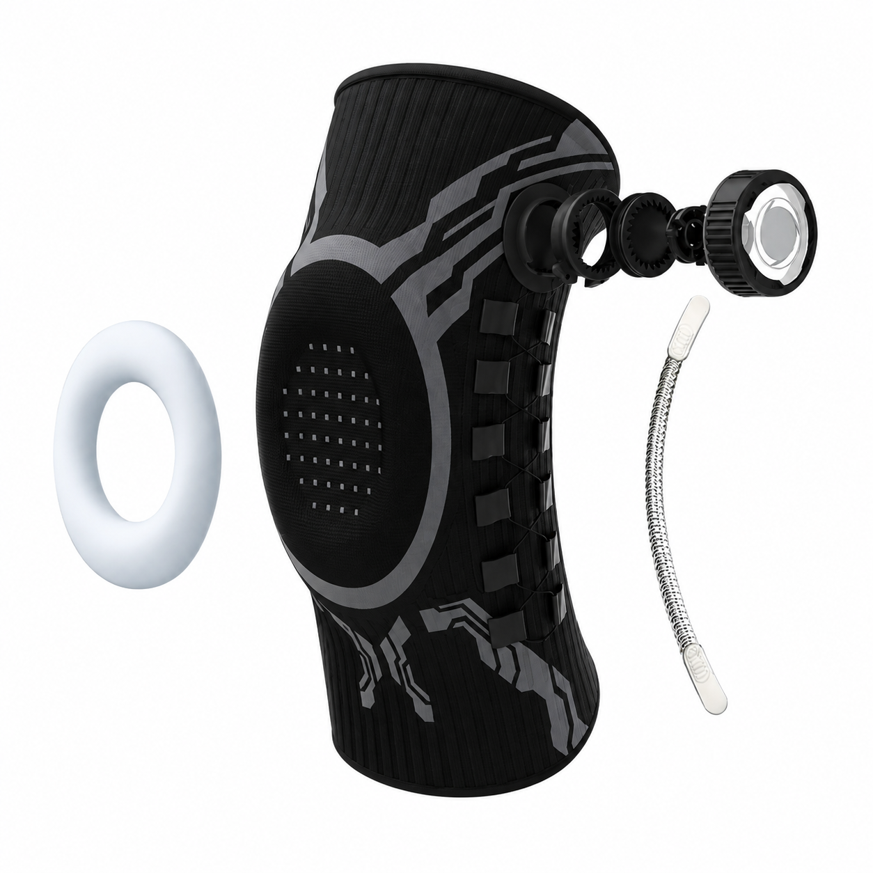 Rodillera deportiva ajustable con sistema knob para soporte y compresión de la rodilla